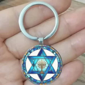 Chaveiro castiçal e estrela de Davi