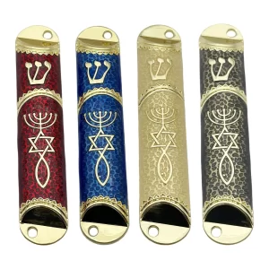 Mezuzah estrela de Davi + menorah